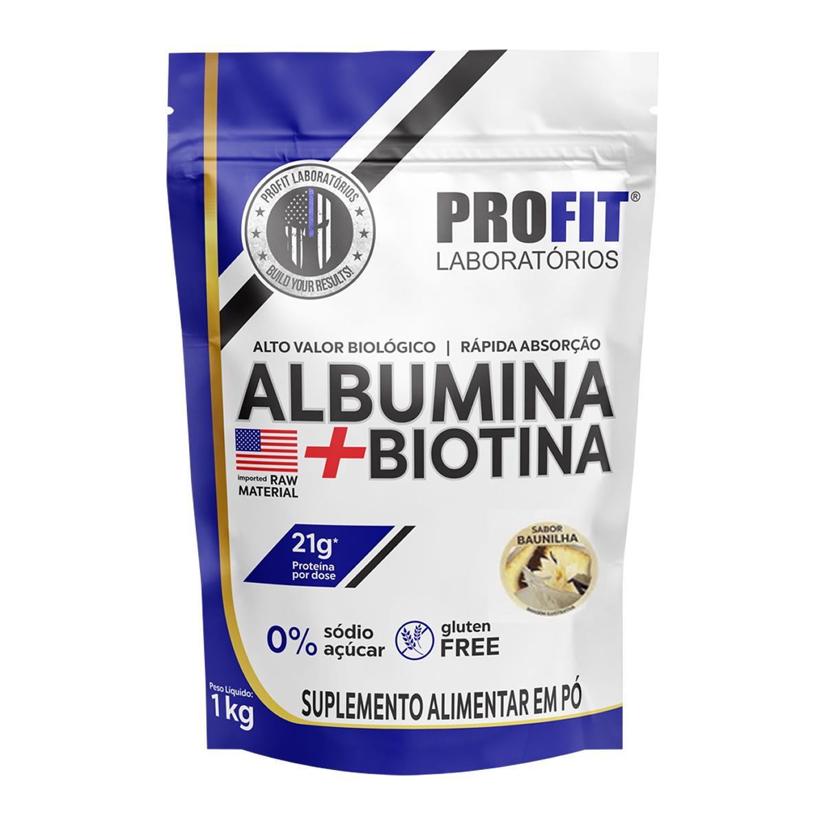 Albumina + Biotina  Refil Stand-Up  - 1000g Baunilha - ProFit
