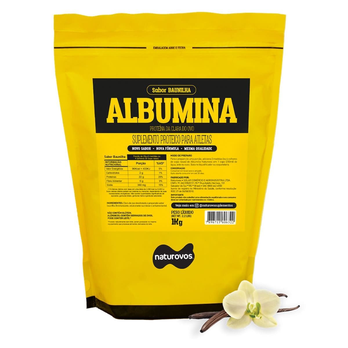 Albumina Refil - 1000g Baunilha - Naturovos*** AVARIA NA EMBALAGEM Data Venc. 30/06/2024