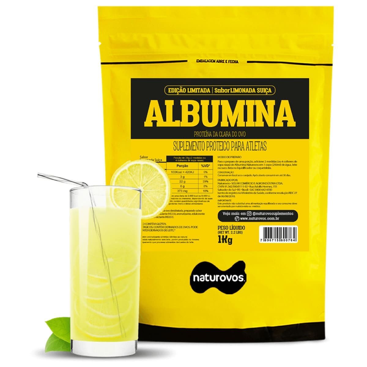 Albumina Refil - 1000g Limonada Su��a - Naturovos
