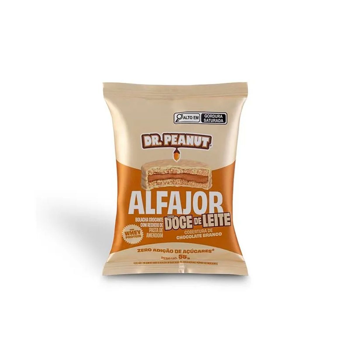Alfajor com Pasta de Amendoim - 1 Unidade 55g Doce de Leite Com Cobertura Branca - Dr. Peanut