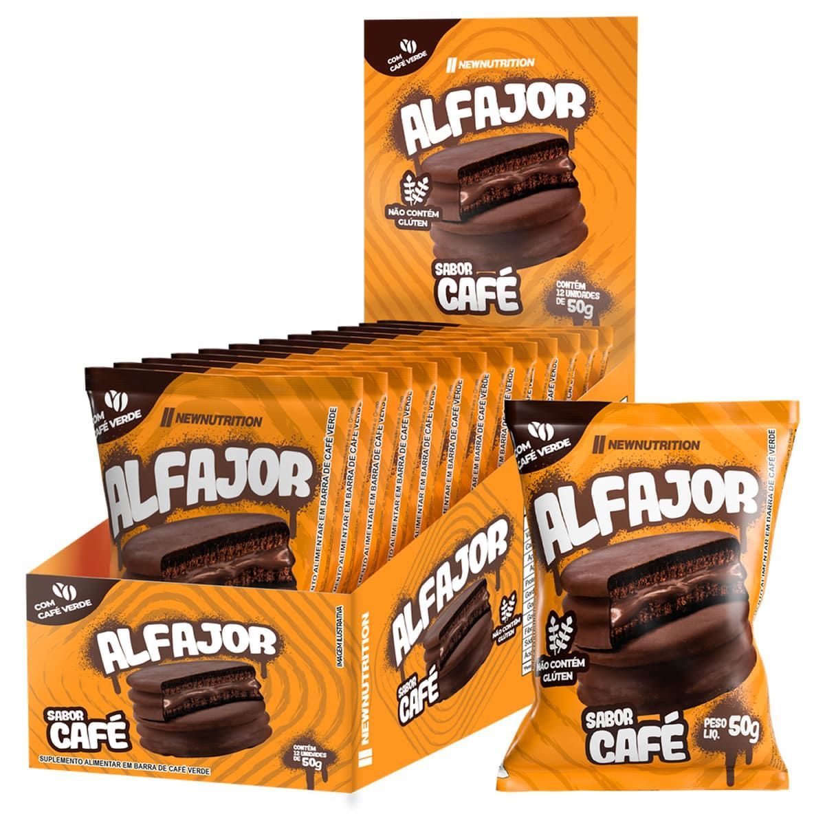 Alfajor - 12 Unidades 50g Caf� - NewNutrition