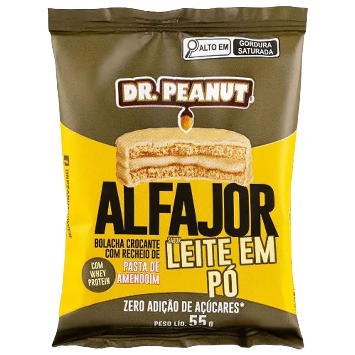 Alfajor com Pasta de Amendoim - 1 Unidade 55g Leite em P� - Dr. Peanut*** Data Venc. 16/06/2025