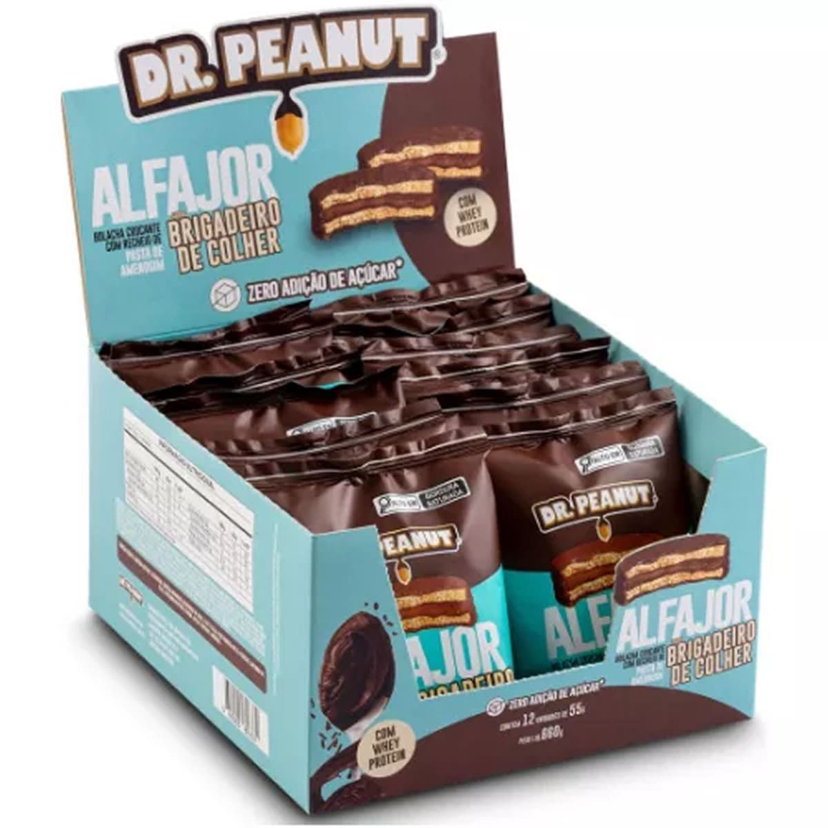 Alfajor com Pasta de Amendoim - 12 Unidades 55g Brigadeiro de Colher - Dr. Peanut