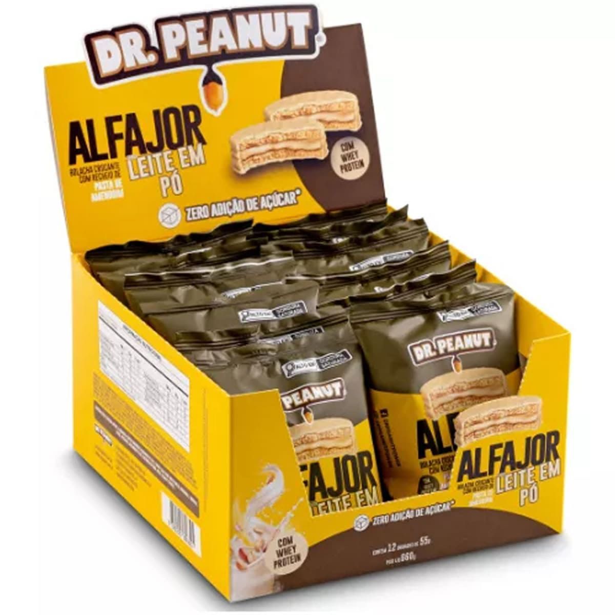 Alfajor com Pasta de Amendoim - 12 Unidades 55g Leite em P� - Dr. Peanut*** Data Venc. 16/06/2025