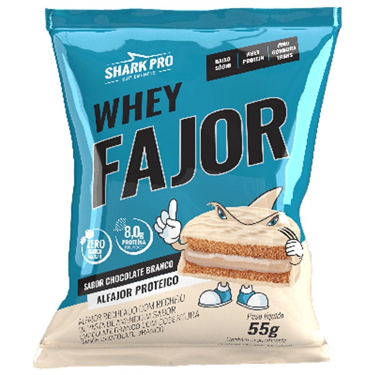 Alfajor WheyFajor - 1 Unidade 55g Chocolate Branco - Shark Pro*** Data Venc. 12/10/2024