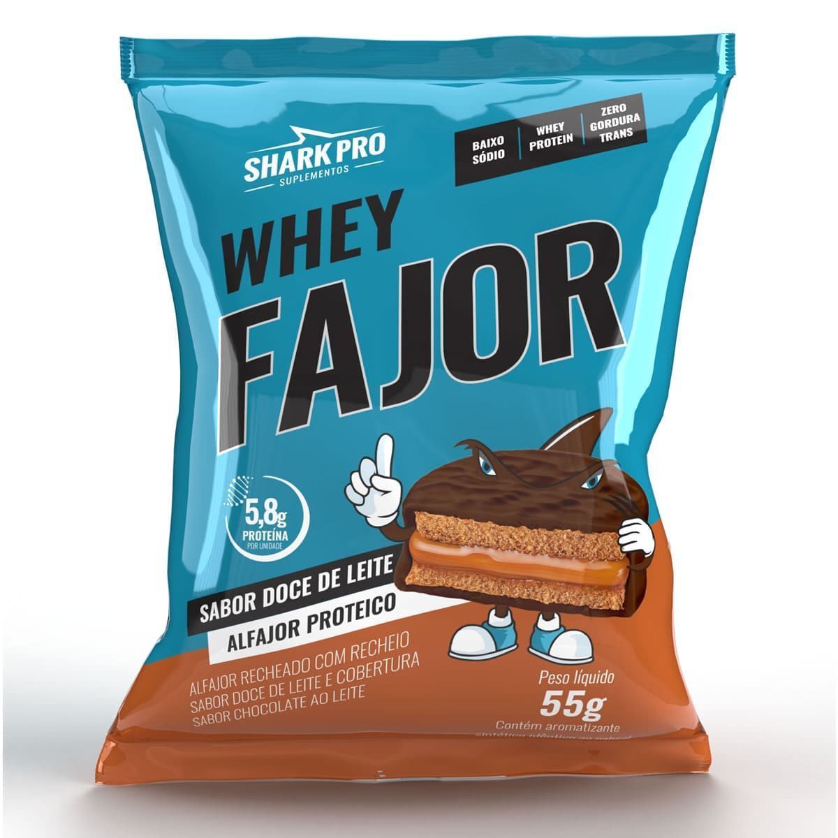 Alfajor WheyFajor - 1 Unidade 55g Doce de Leite - Shark Pro