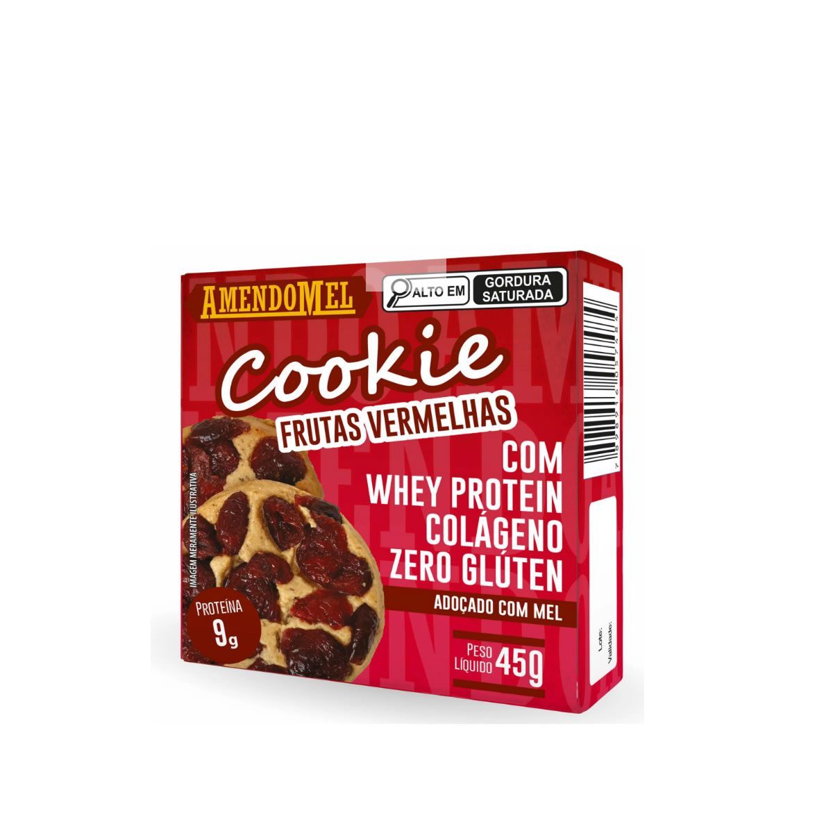 Amendo Cookie - 1 Unidade 45g Frutas Vermelhas - Amendomel