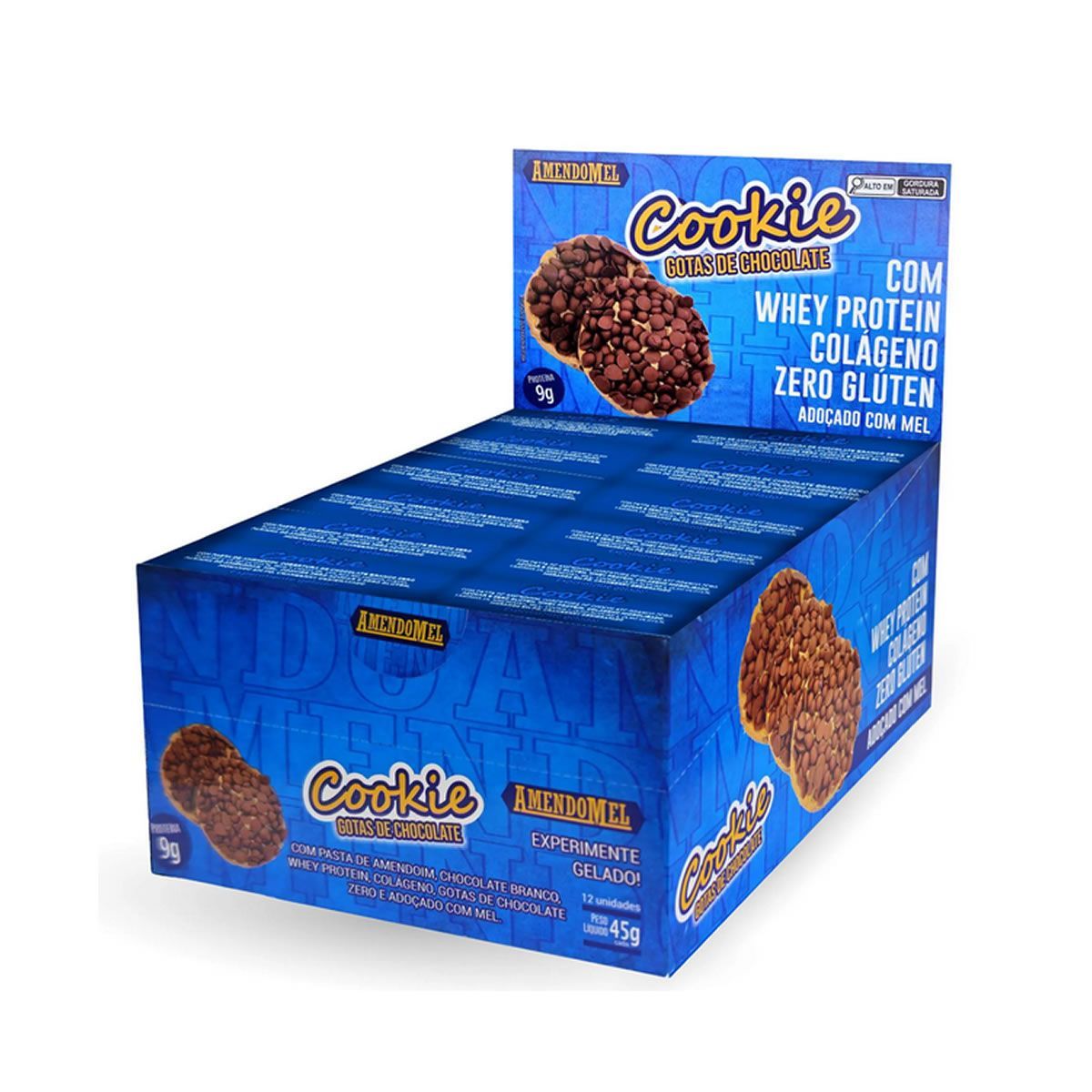 Amendo Cookie - 12 Unidades 45g Gotas de Chocolate - Amendomel