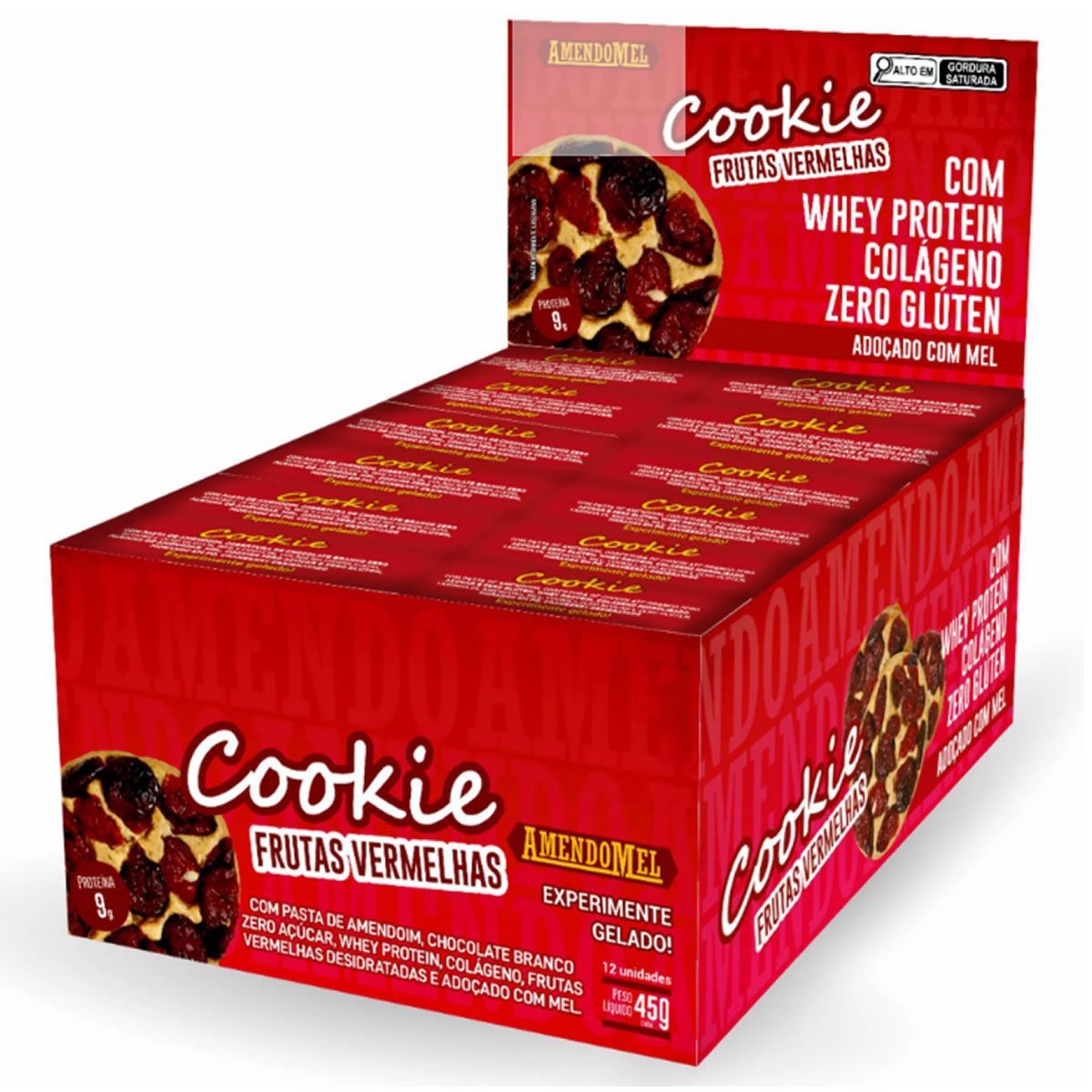 Amendo Cookie - 12 Unidades 45g Frutas Vermelhas - Amendomel