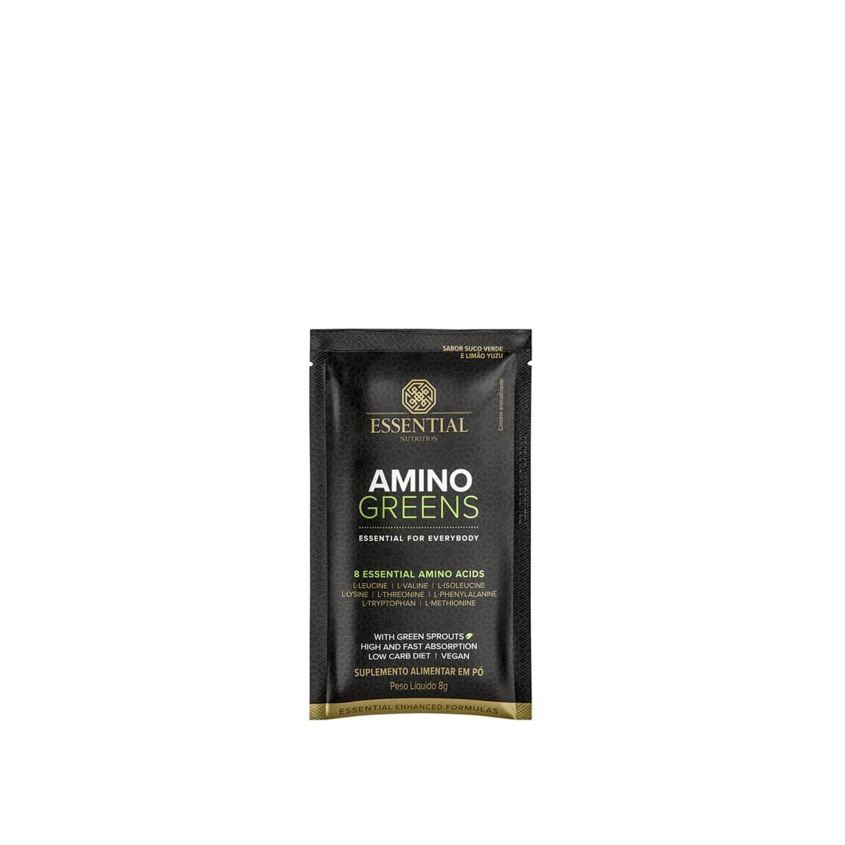 Amino Greens Vegan - 1 Sach� 8g Suco Verde e Lim�o Yuzu - Essential Nutrition