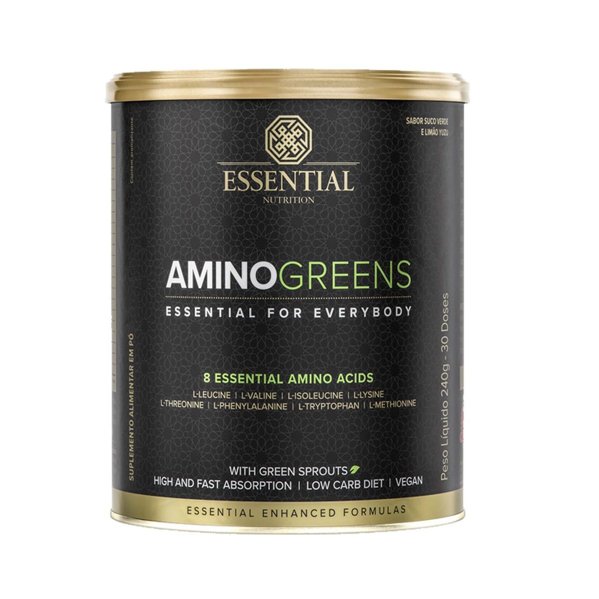 Amino Greens Vegan - 240g Suco Verde e Lim�o Yuzu - Essential Nutrition