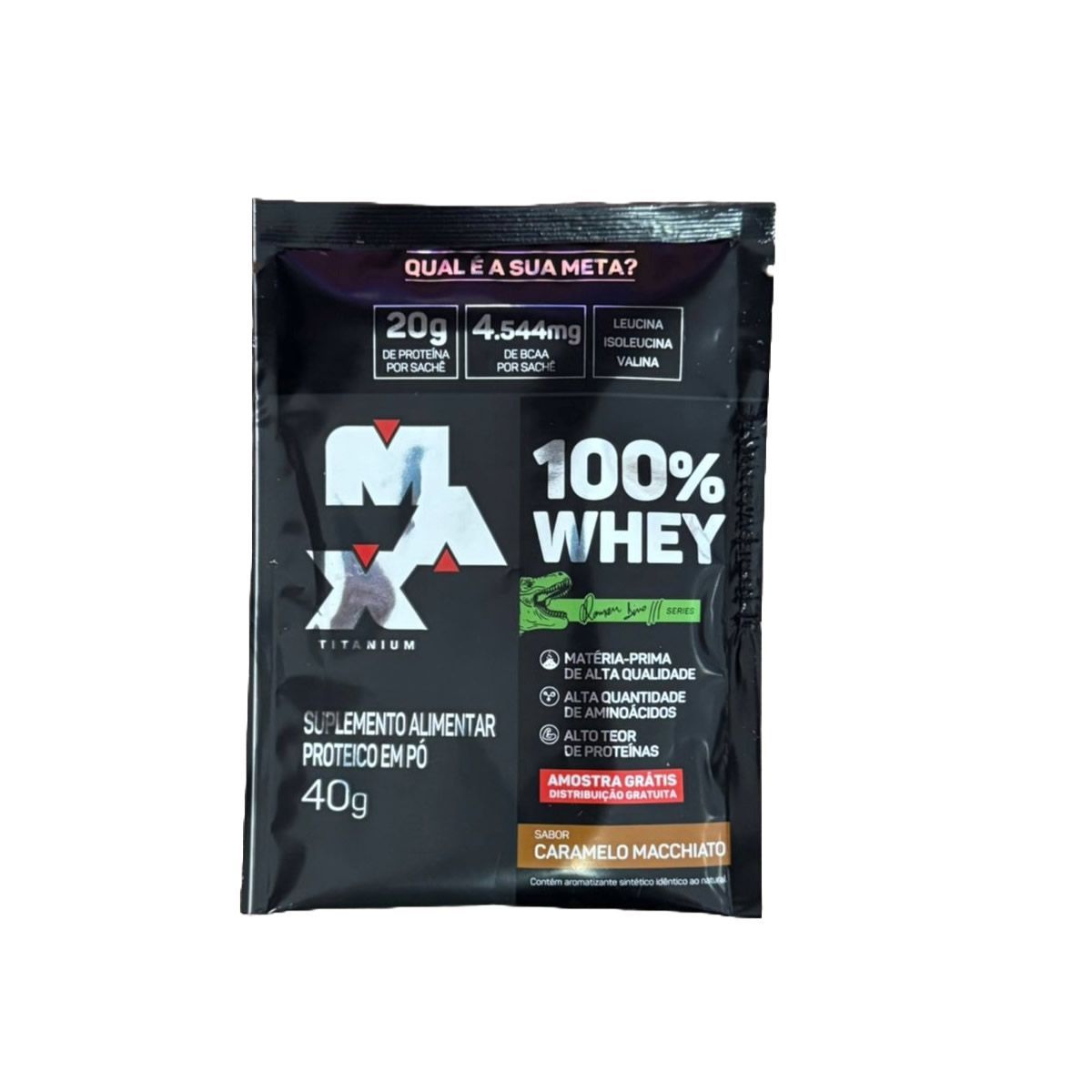 Amostra Gr�tis 100% Whey Dino - 40g Caramelo Macchiato - Max Titanium