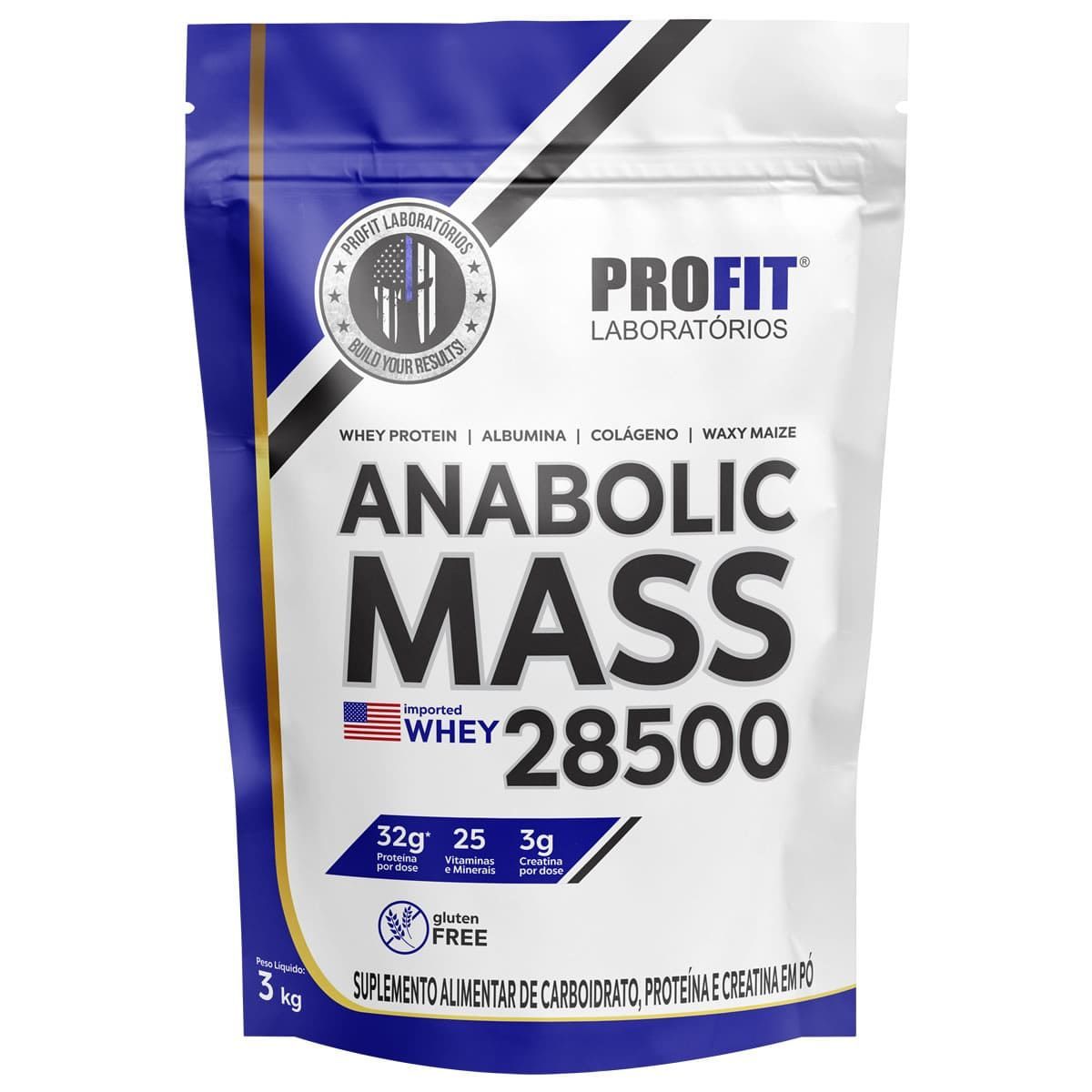 Anabolic Mass 28500 Refil Stand-Up - 3000g Leite Ninho - ProFit*** EMBALAGEM VAZANDO*** Data Venc. 18/03/2027