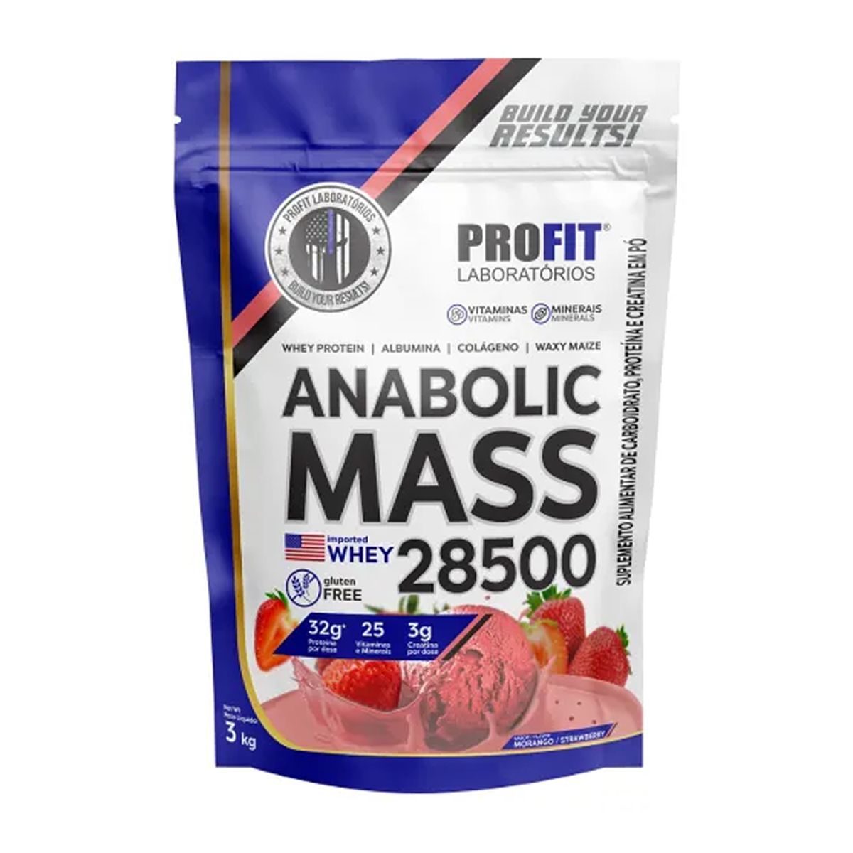 Anabolic Mass 28500 Refil - 3000g Morango - ProFit