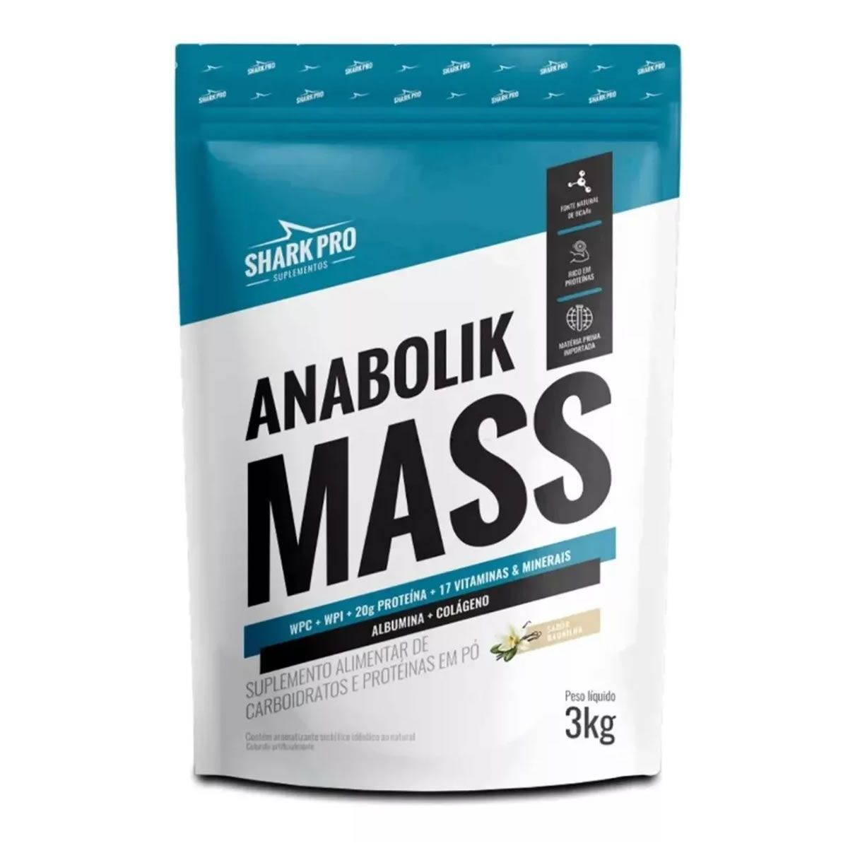 Anabolik Mass - 3000g Refil Baunilha - Shark Pro*** Data Venc. 19/11/2026*** AVARIA EMBALAGEM ***