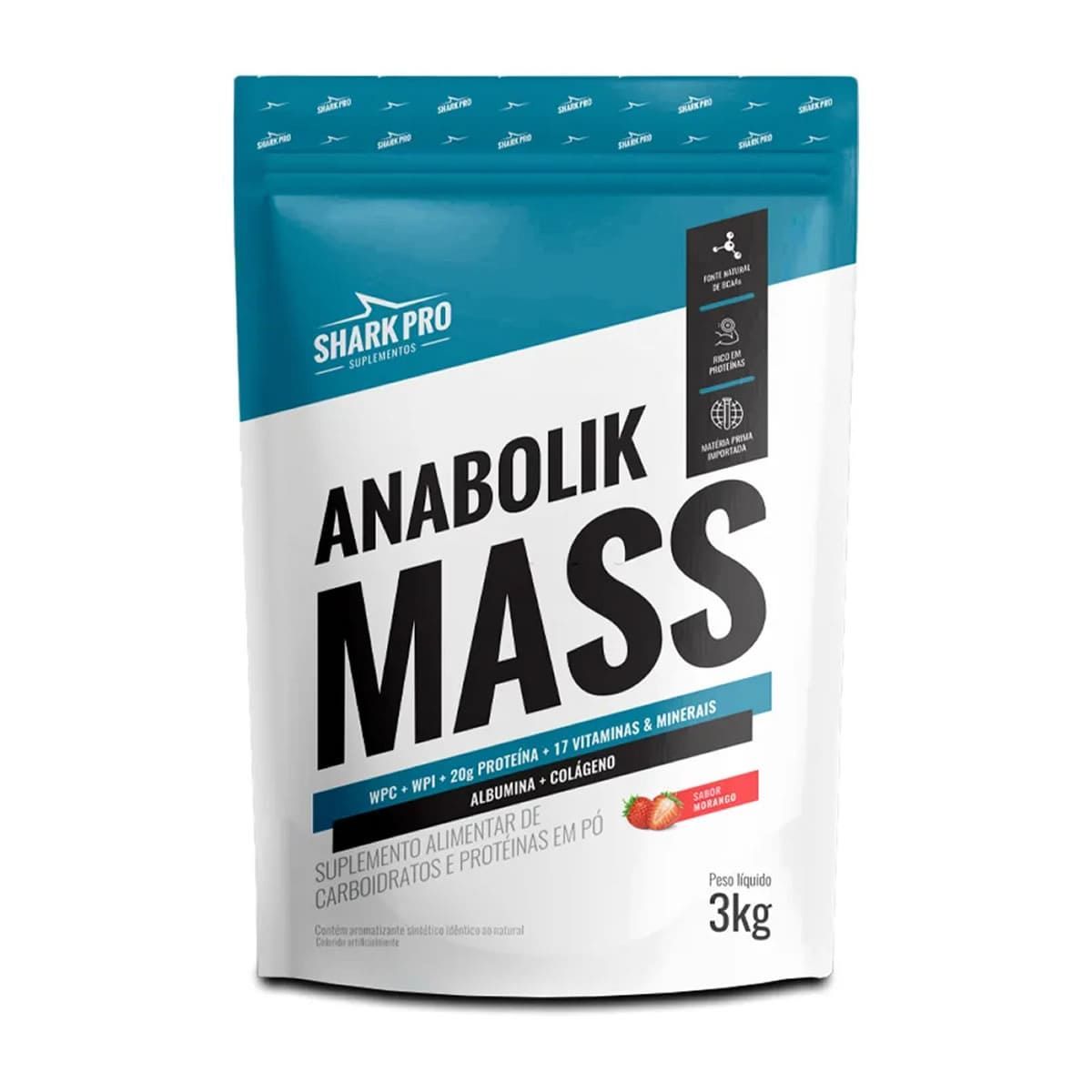 Anabolik Mass - 3000g Refil Morango - Shark Pro