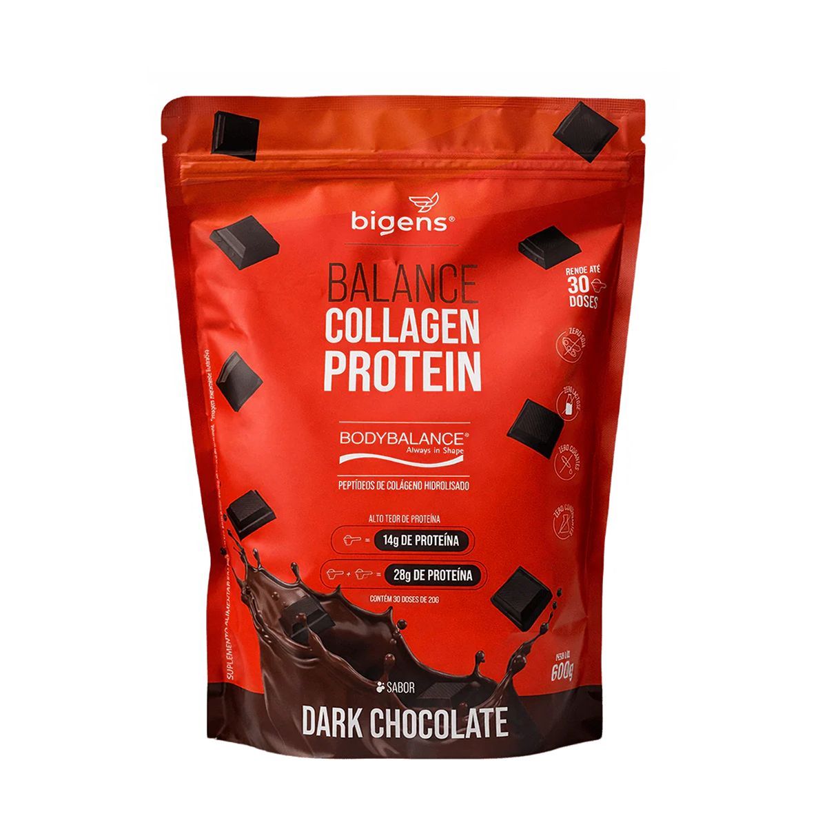 Balance Collagen Protein Hidrolisado - Refil 600g Dark Chocolate - Bigens