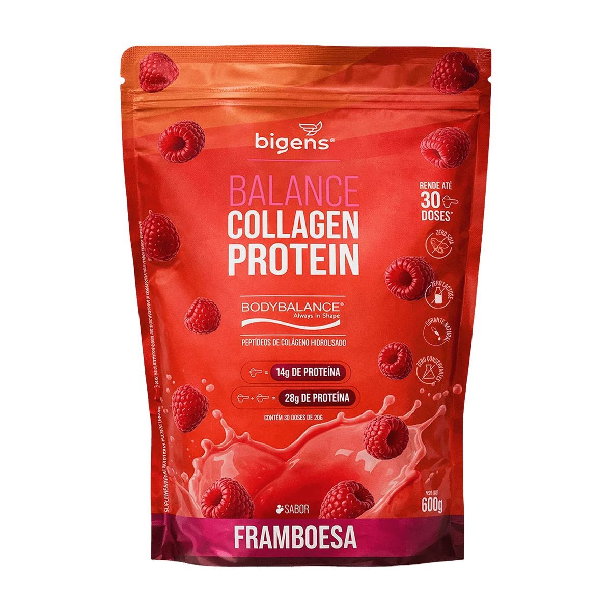 Balance Collagen Protein - Refil 600g Framboesa - Bigens