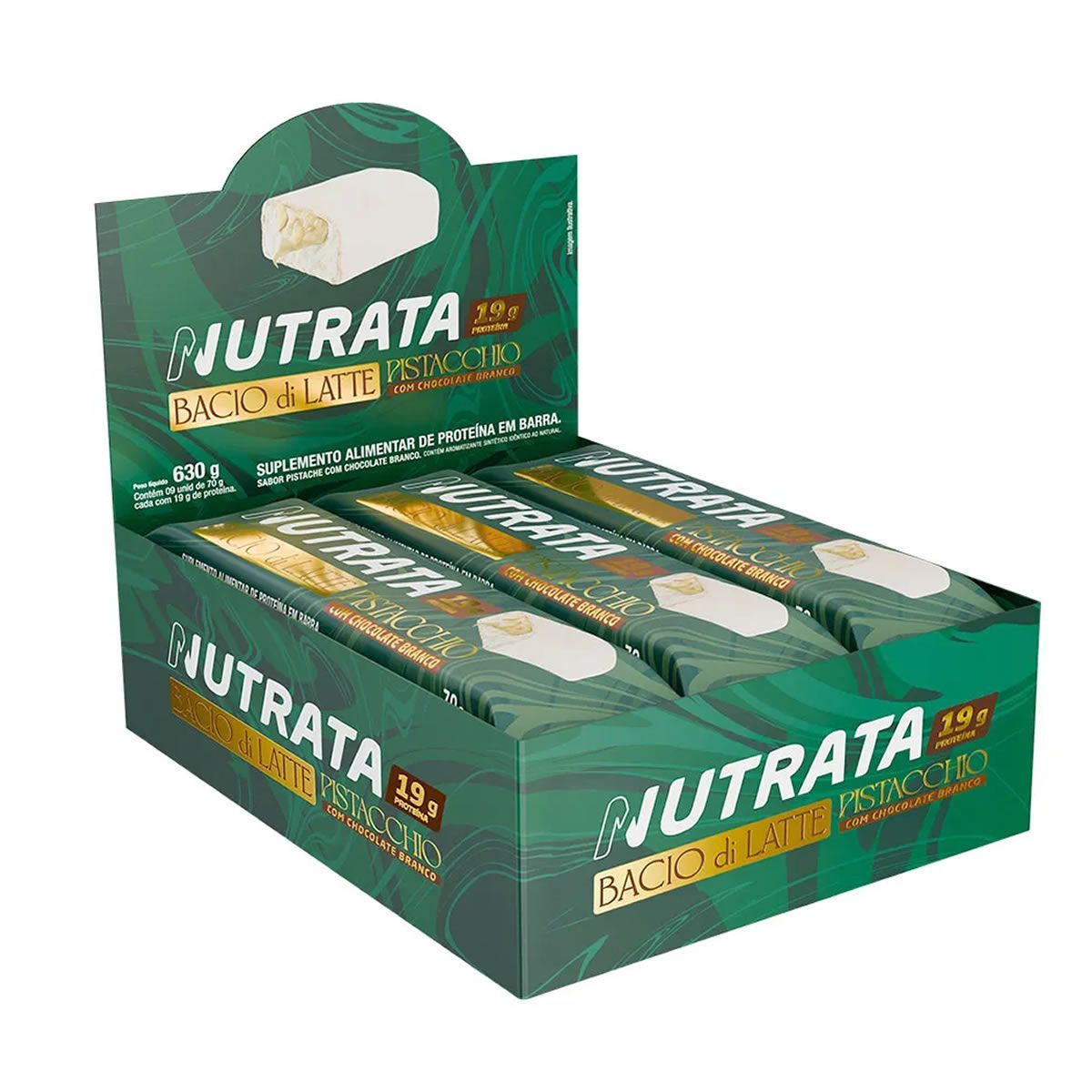Barra Bacio di Latte - 9 Unidades 70g Pistache - Nutrata