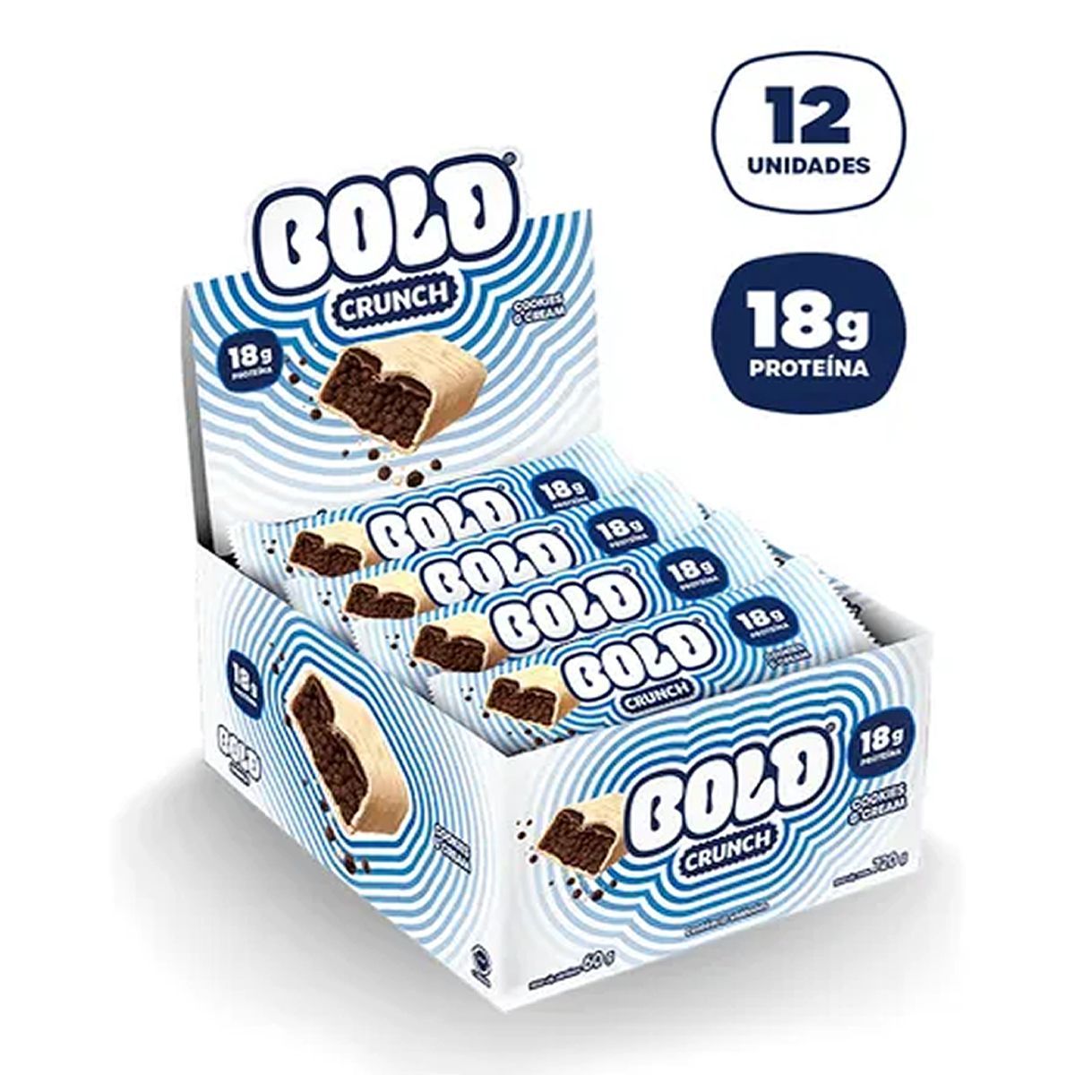 Barra de Prote�na Crunch -12 Unidades 60g Cookies e Cream - Bold