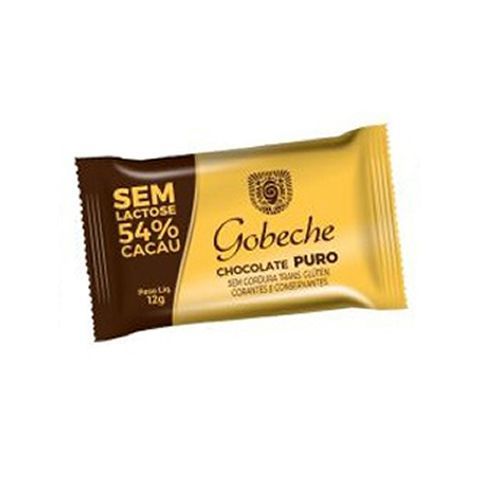 Barra Chocolate Sem Lactose 54% Cacau - 1 Unidade 12g - Gobeche*** Data Venc. 30/11/2020