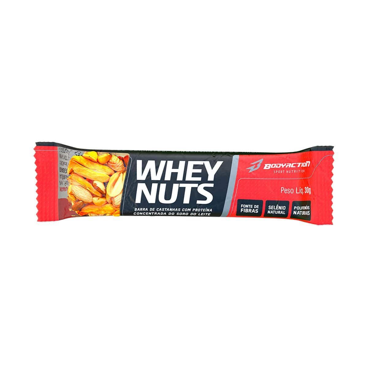 Barra de Castanhas Whey Nuts - 1 Unidade 30g - BodyAction*** Data Venc. 09/07/2020