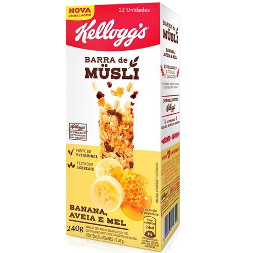 Barra de Cereais - 12 Unidades 20g Banana Aveia e Mel - Kellogg�s