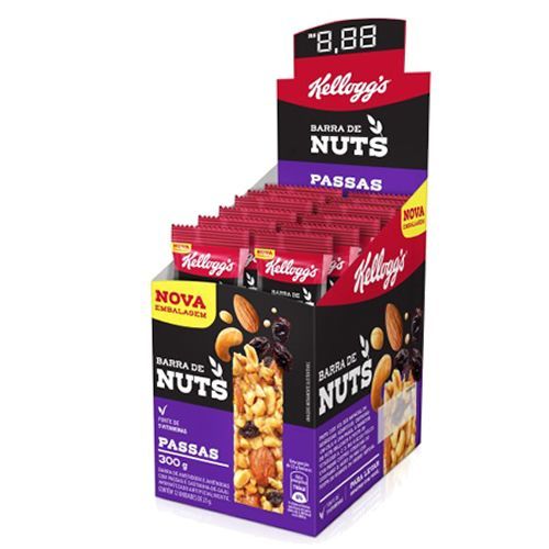 Barra de Cereais Nuts - 12 Unidades 25g Passas - Kellogg�s