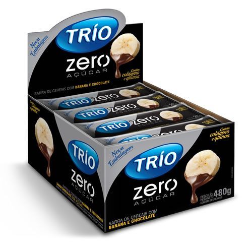 Barra de Cereal Trio Zero A��car - Banana com Chocolate com 24 barras de 20g - Trio Alimentos
