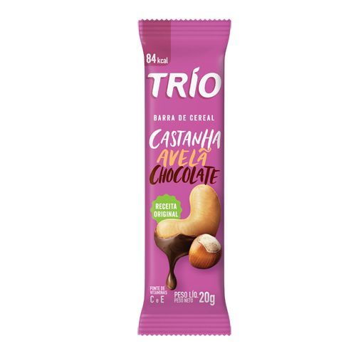 Barra de Cereal -  1 unidade - Castanha Avel� Chocolate - Trio Alimentos