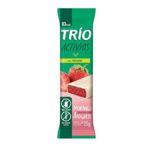 Barra de Cereal Trio Activios - 1 barra de 25g Morango & Iogurte - Trio Alimentos