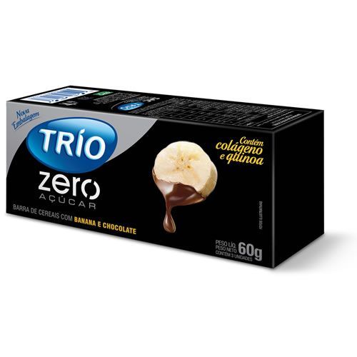 Barra de Cereal Trio Zero A��car - Banana com Chocolate com 3 barras de 20g - Trio Alimentos