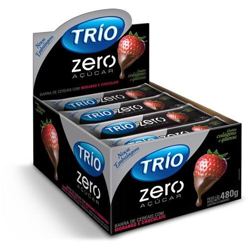 Barra de Cereal Trio Zero A��car - Morango com Chocolate com 24 barras de 20g - Trio Alimentos