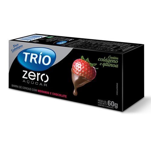 Barra de Cereal Trio Zero A��car - Morango com Chocolate com 3 barras de 20g - Trio Alimentos