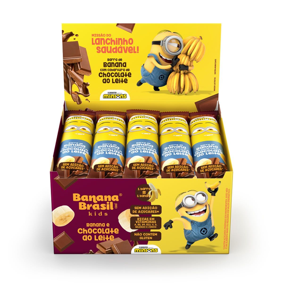 Barra de Frutas Kids - 20 Barras 22g Banana com Chocolate ao Leite -  Banana Brasil