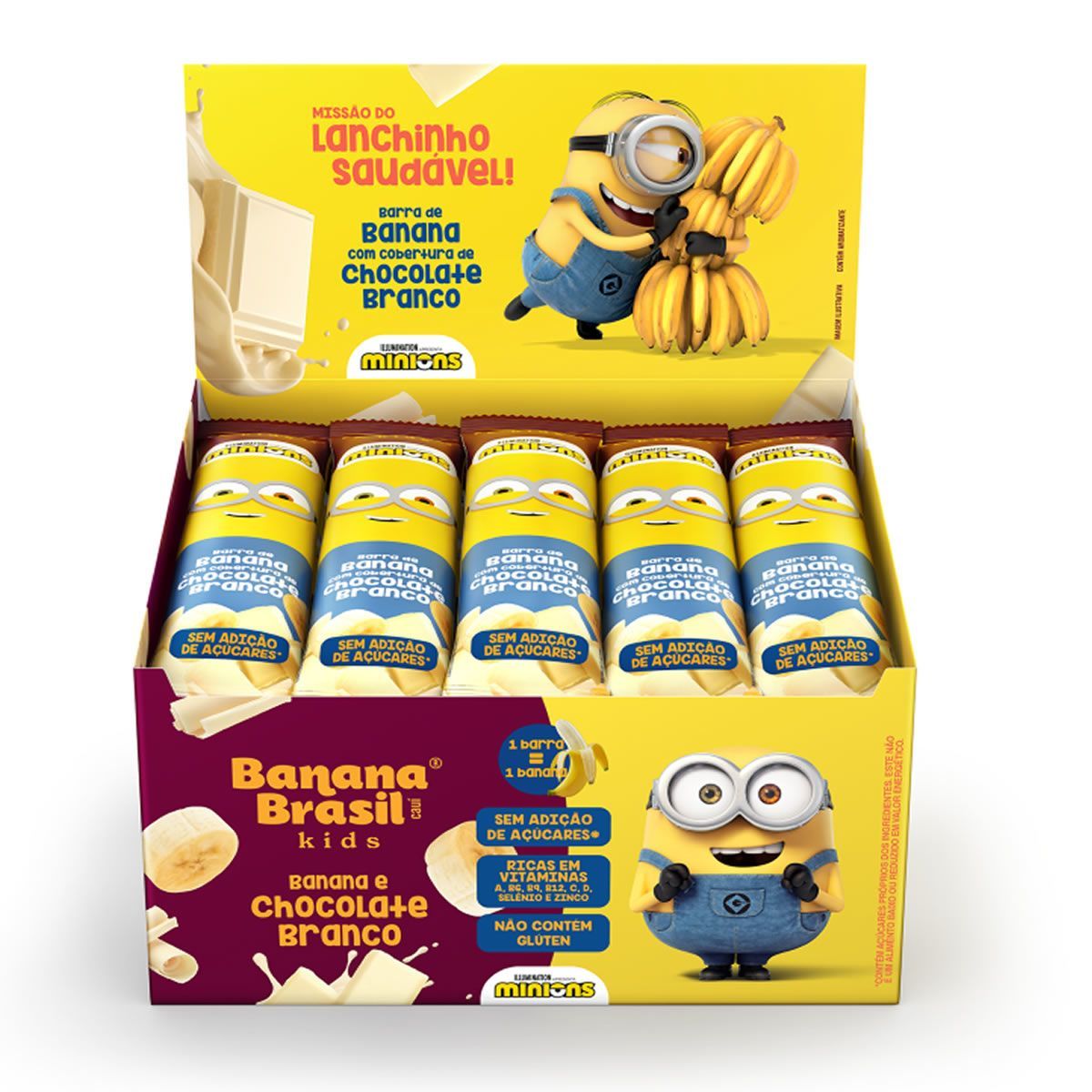 Barra de Frutas Kids - 20 Barras 22g Banana com Chocolate Branco -  Banana Brasil*** Data Venc. 05/01/2024