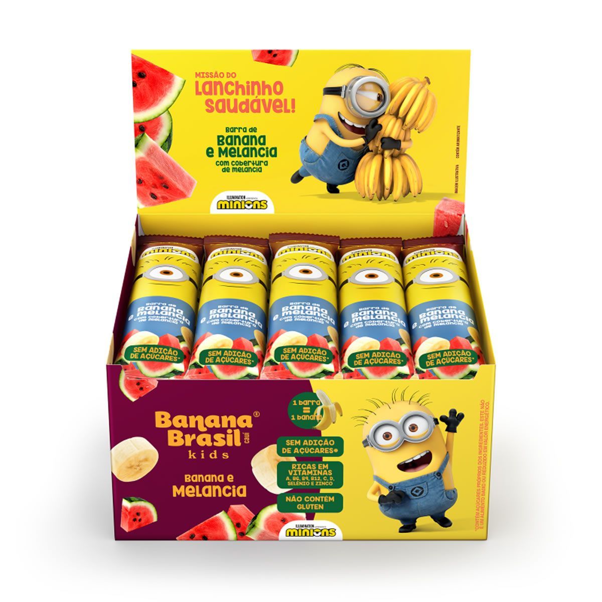 Barra de Frutas Kids - 20 Barras 22g Banana com Melancia -  Banana Brasil*** Data Venc. 14/08/2024