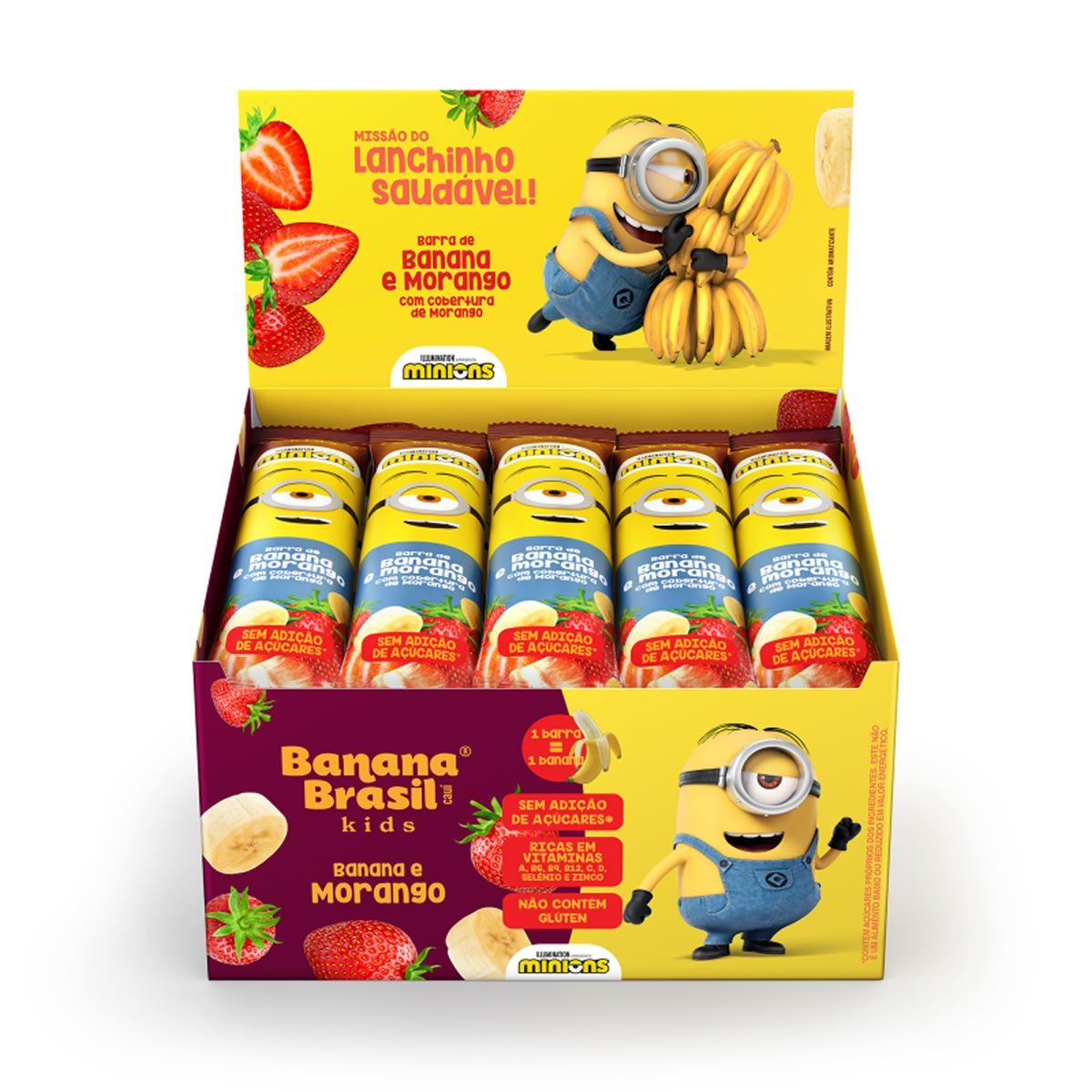 Barra de Frutas Kids - 20 Barras 22g Banana com Morango -  Banana Brasil*** Data Venc. 09/03/2024