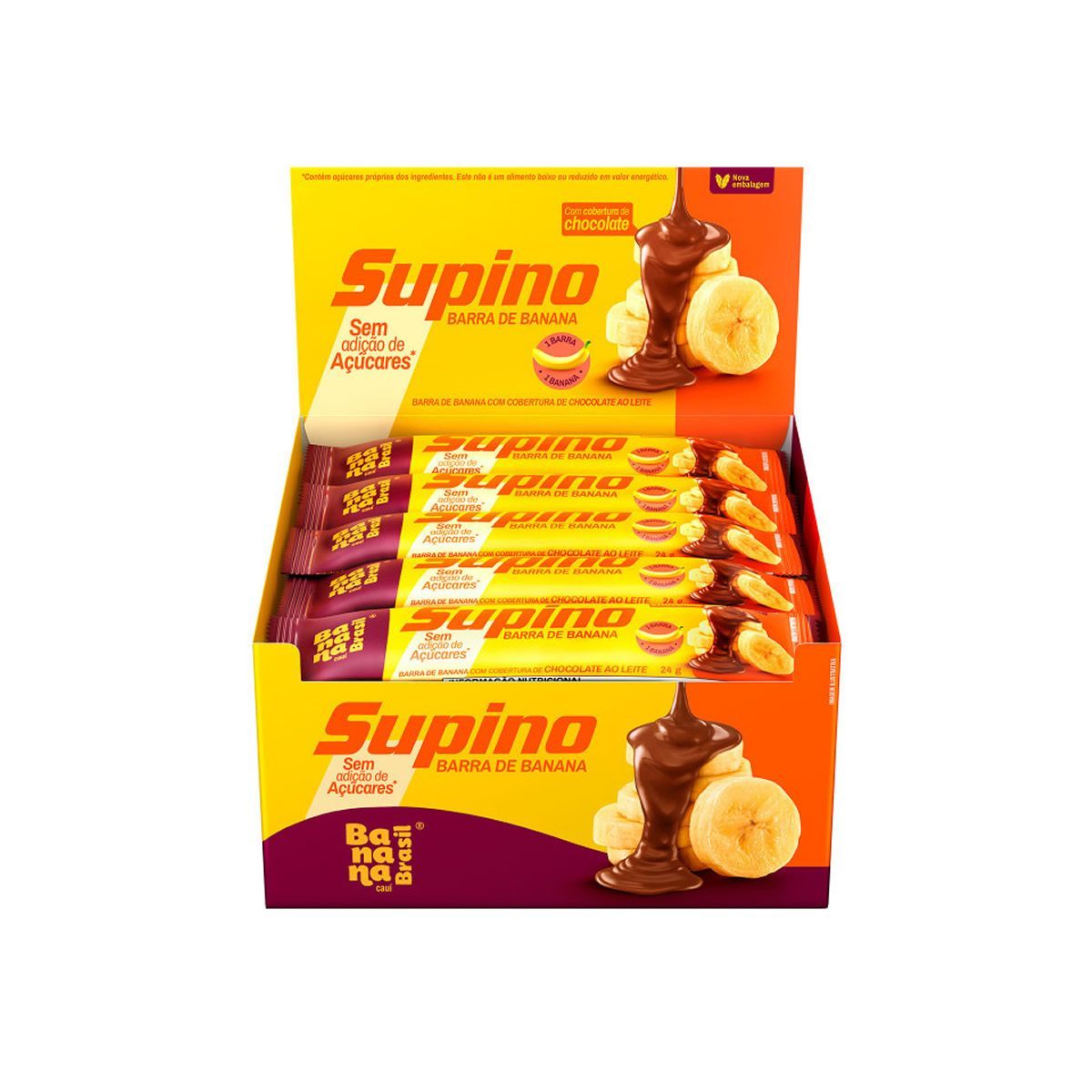 Barra de Frutas Supino - 20 Unidades 24g Zero ao Leite - Banana Brasil