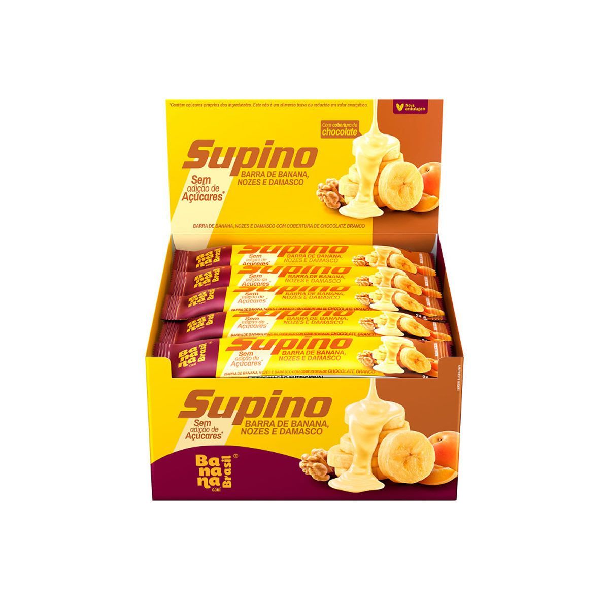 Barra de Frutas Supino - 20 Unidades 24g Zero Nozes E Damasco - Banana Brasil