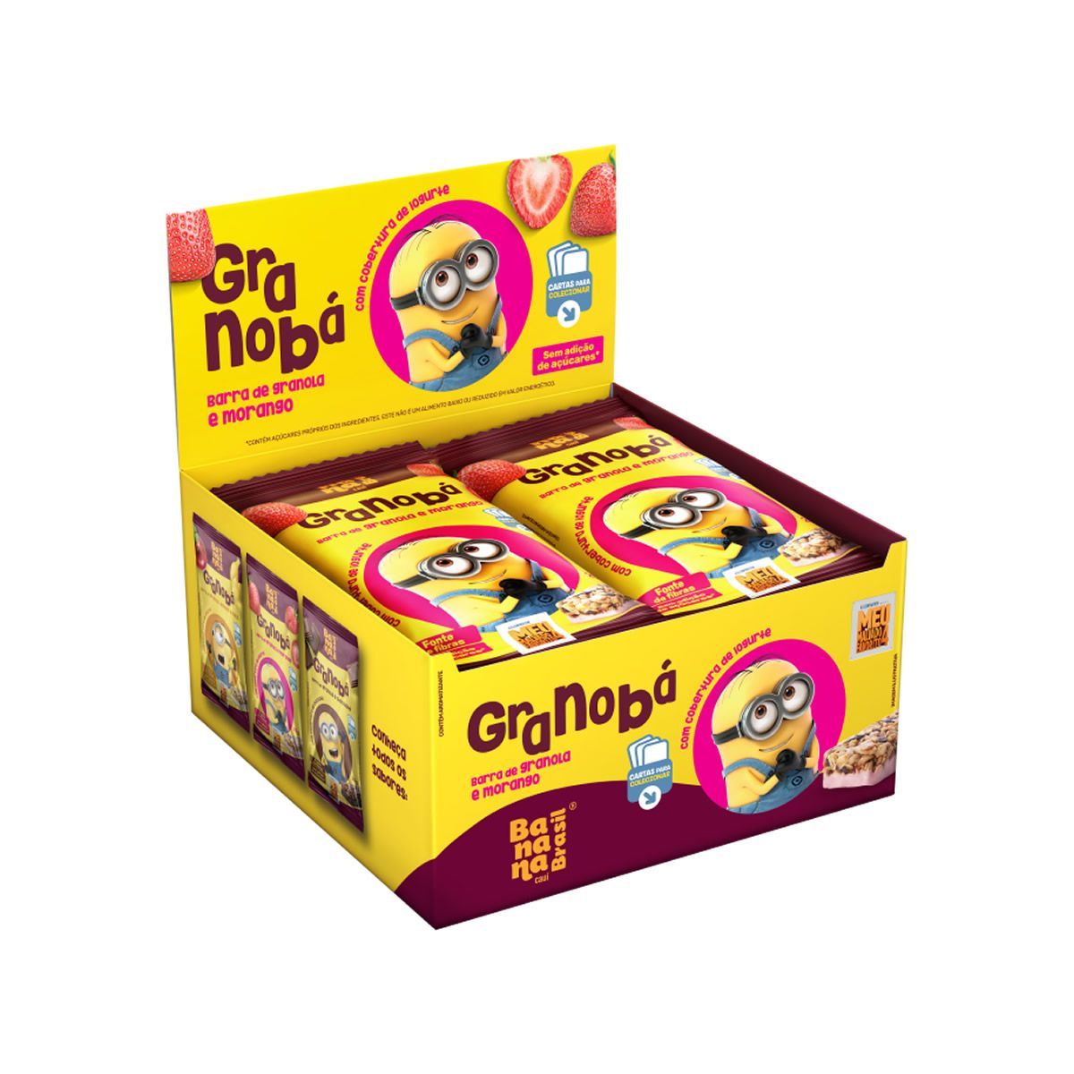Barra de Granola Granob� - 12 Unidades de 20g Morango - Banana Brasil*** Data Venc. 23/12/2024