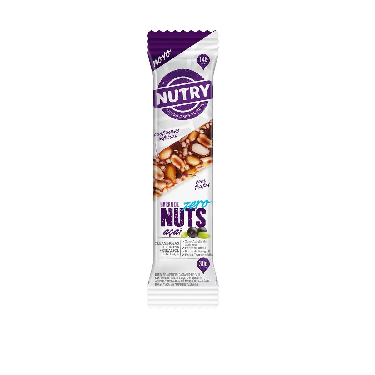 Barra de Nuts Zero - 1 Unidade 30g A�a� - Nutry