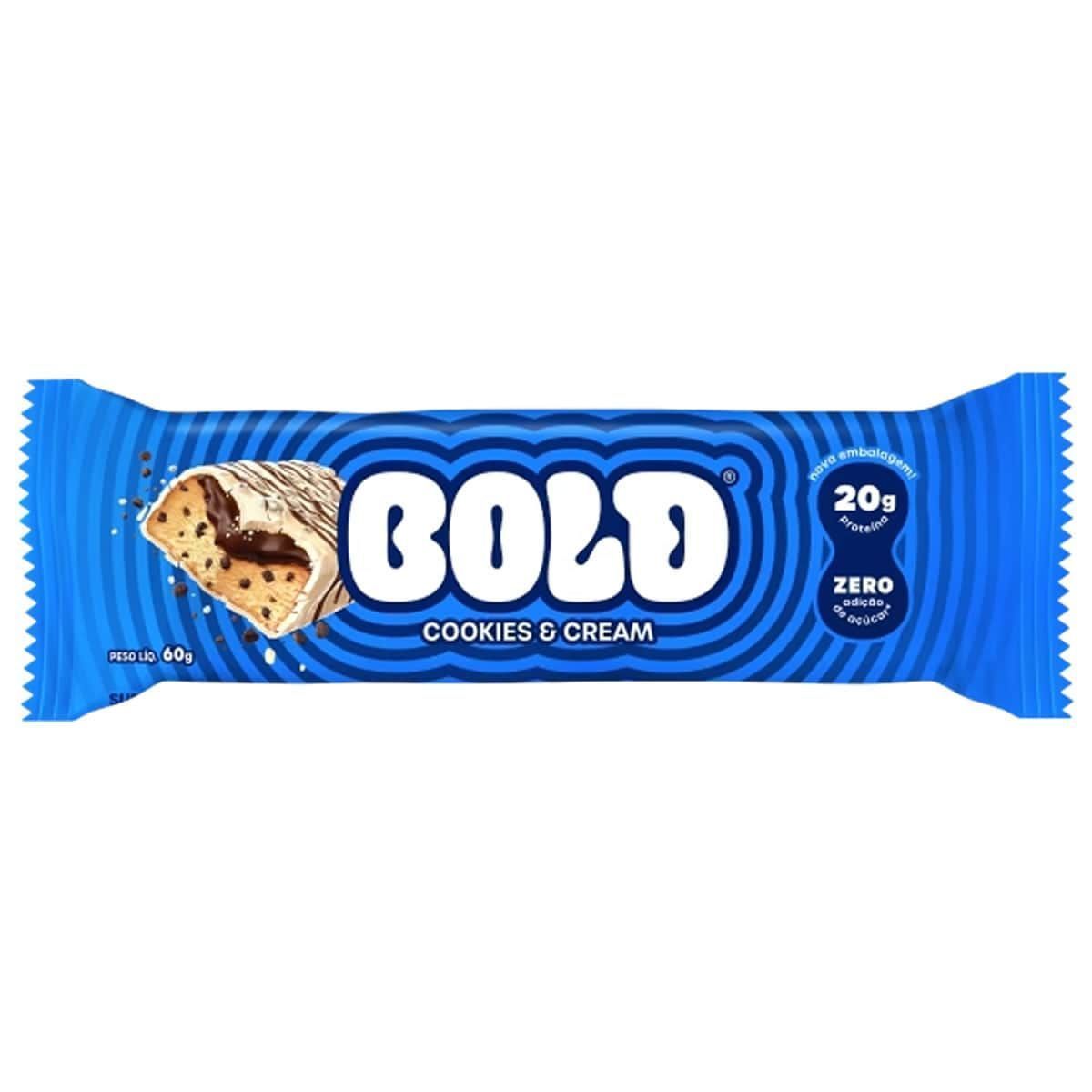 Barra de Proteina - 1 Unidade 60g Cookies & Cream - Bold*** Data Venc. 30/10/2025