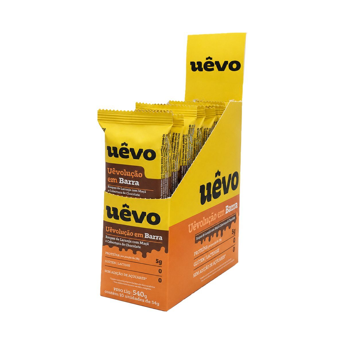 Barra de Prote�na - 10 Unidades 29g Raspas de Laranja com Ma�� e Cobertura de Chocolate - U�vo