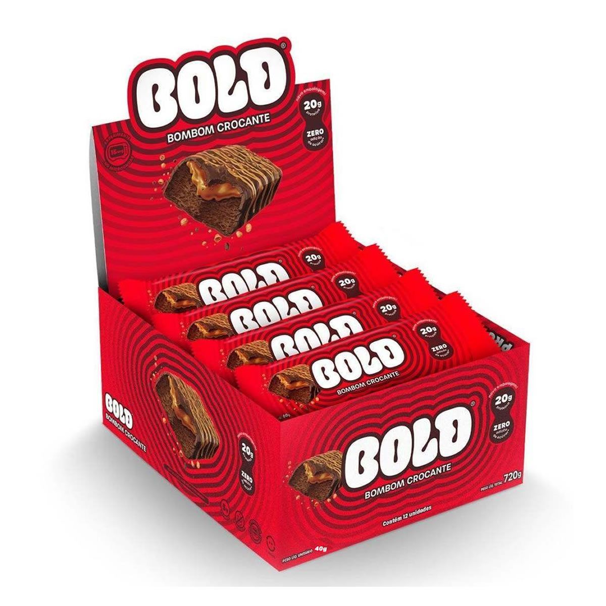 Barra de Prote�na - 12 Unidades 40g Bombom Crocante - Bold
