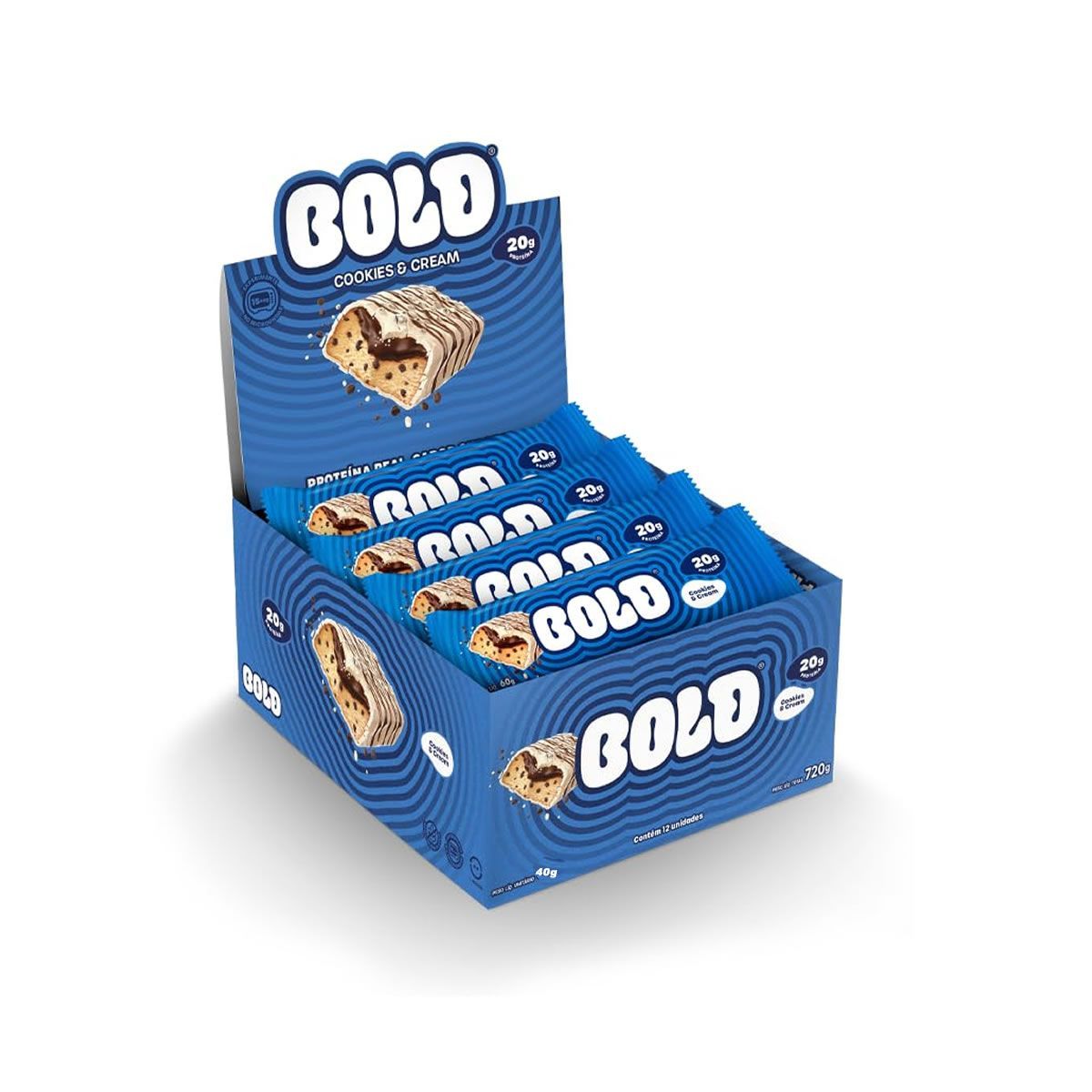 Barra de Prote�na - 12 Unidades 40g Cookies e Cream - Bold