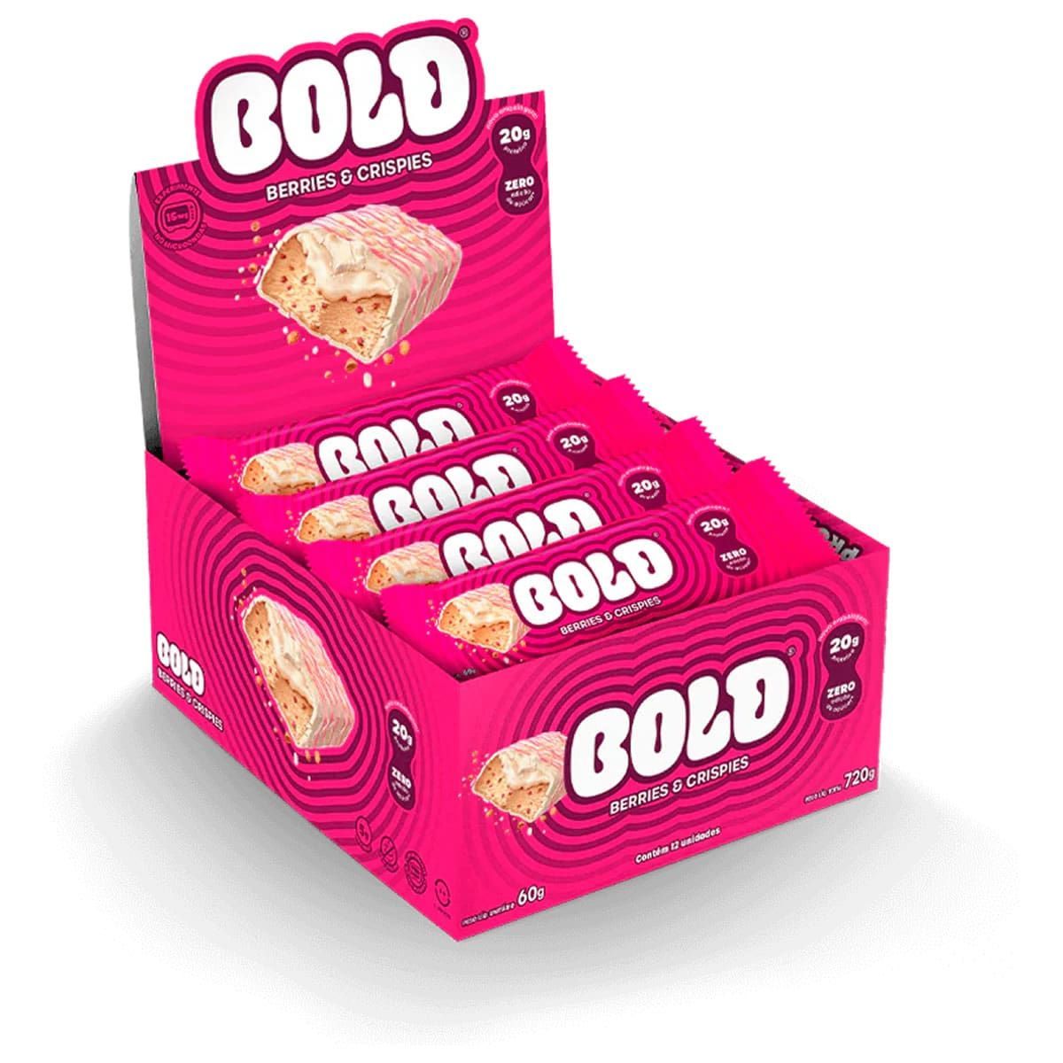 Barra de Proteina - 12 Unidades 60g Berries & Crispies - Bold