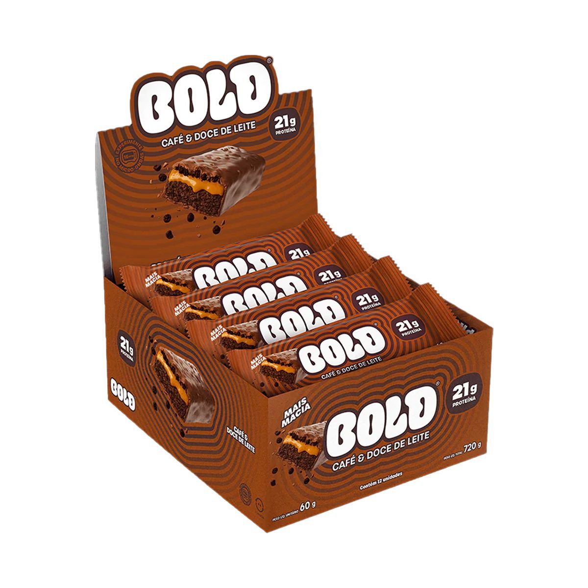 Barra de Proteina - 12 Unidades 60g Caf� e Doce de Leite - Bold