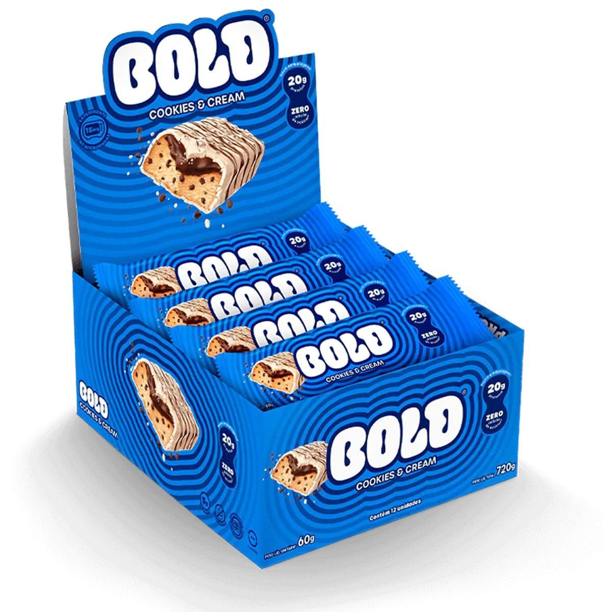 Barra de Proteina - 12 Unidades 60g Cookies & Cream - Bold*** Data Venc. 30/11/2025
