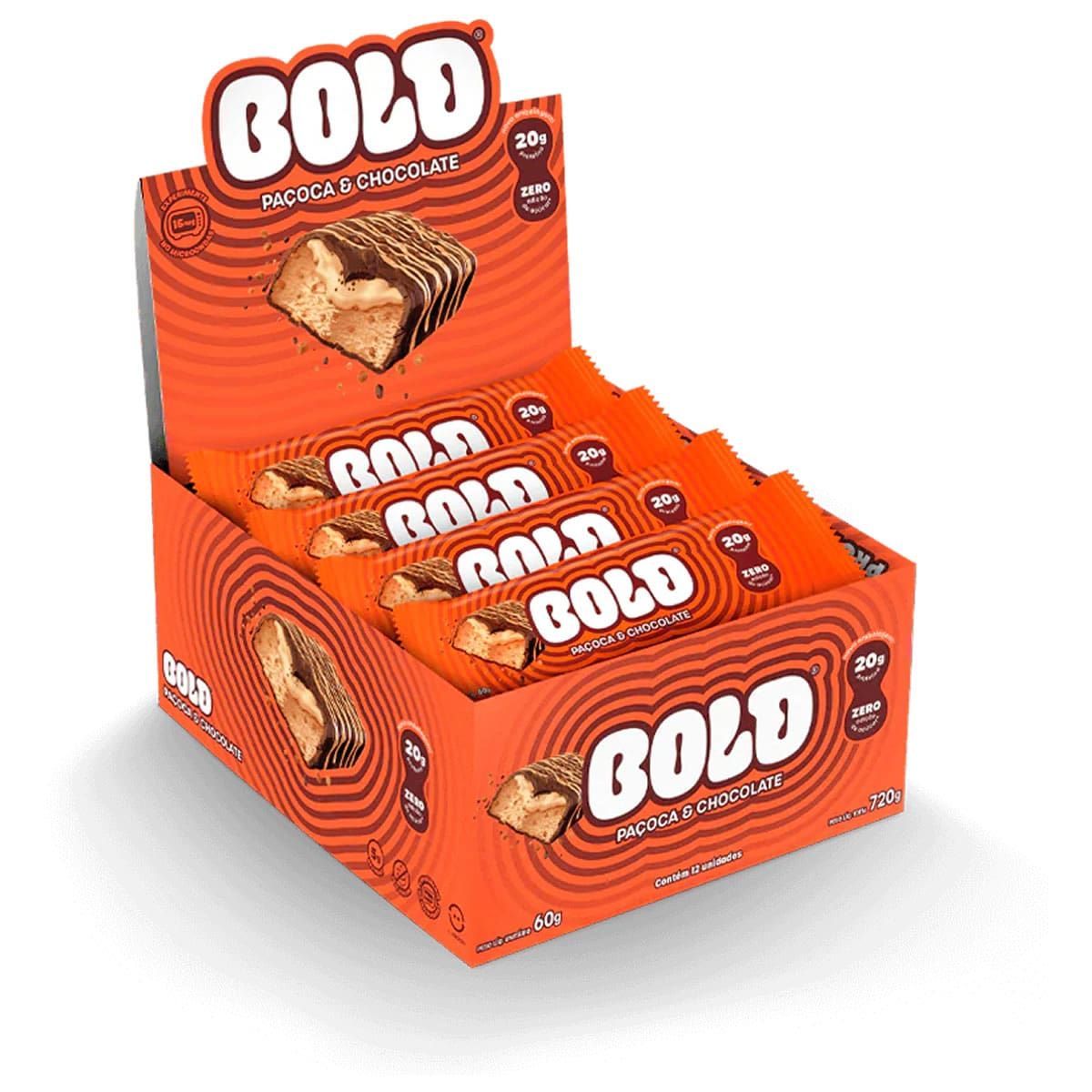 Barra de Proteina - 12 Unidades 60g Pa�oca e Chocolate - Bold